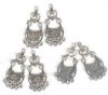 3 Pair of 38mm Antique Silver Earrings with Flowers & Hearts